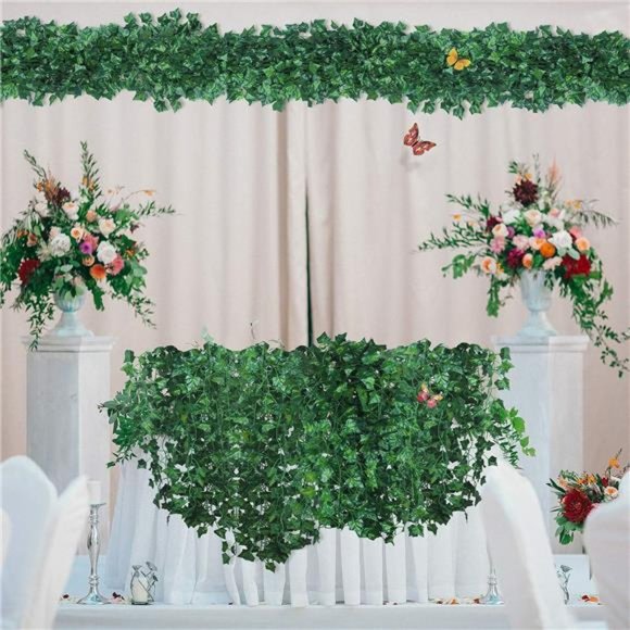 84ft 12 Pack/82 inch,Artificial Ivy Garland Fake Leaf Plants Vine,Hanging Leaves - Picture 4 of 6